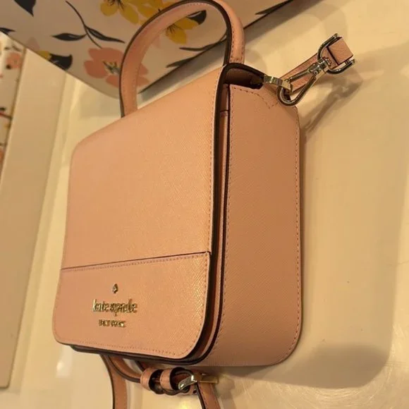 Kate Spade Staci Square Crossbody Saffiano Leather Chalk Pink - Picture 10 of 16